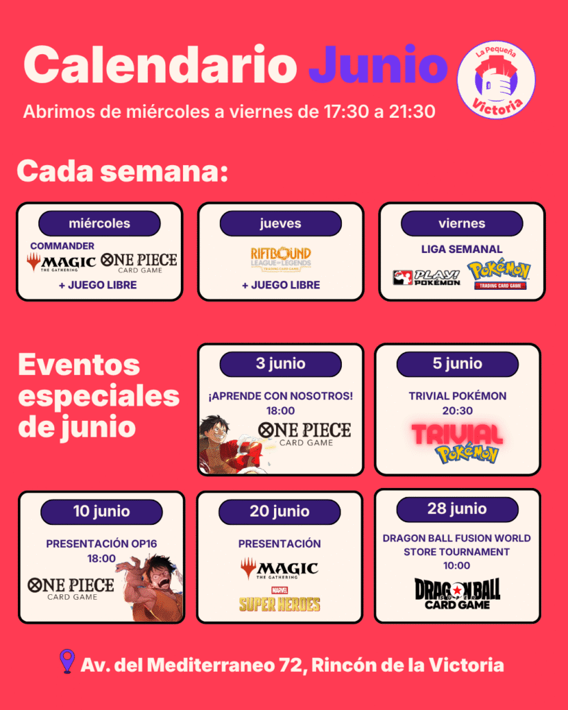 calendario junio en la pequeña victoria tcg