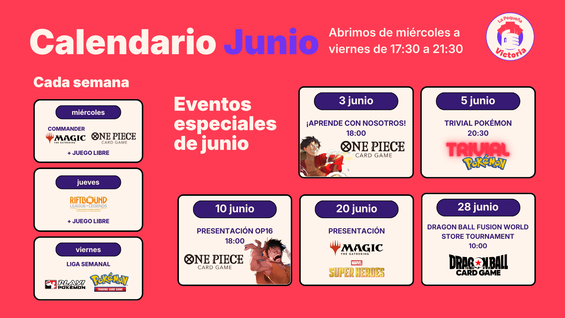 calendario junio en la pequeña victoria tcg